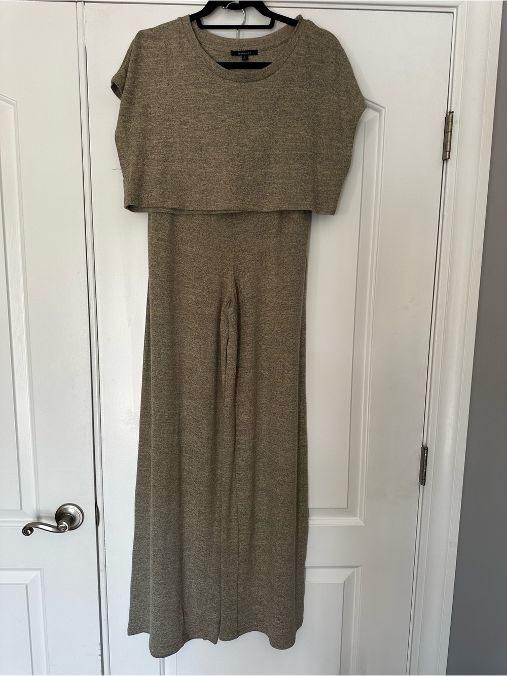 Tan/Gray Wide Leg Pants and Crop Top Set